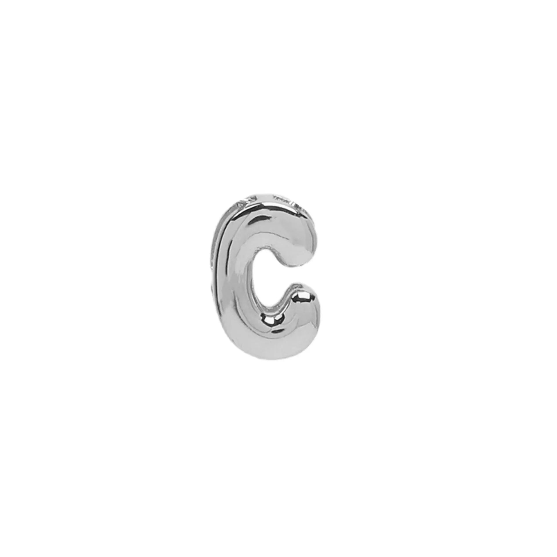 18k brass smooth surface bubble DIY letter bracelet with gold electroplated finish and letter pendant on white background
