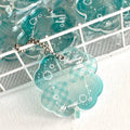 Acrylic four-leaf clover pendant bag lanyard phone keychain in three colours: elegant blue, grass green, mint green