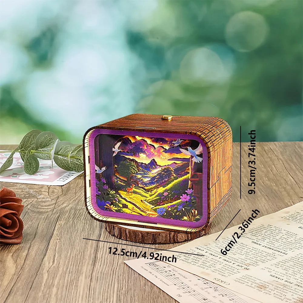 3D wooden carved night light bedside ornament in American style with carved detail