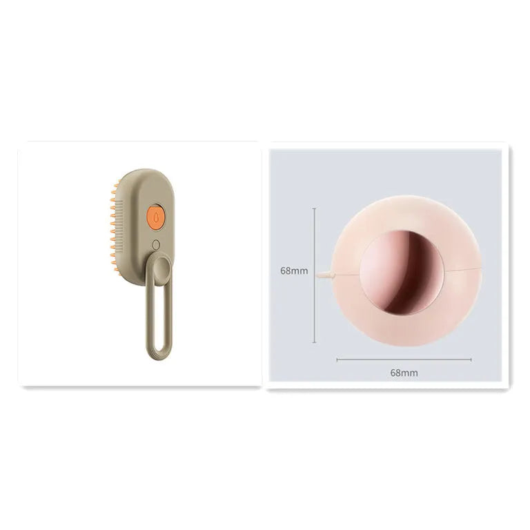 Porcelain White 3-in-1 Electric Steam Pet Brush with silicone bristles and USB charging port