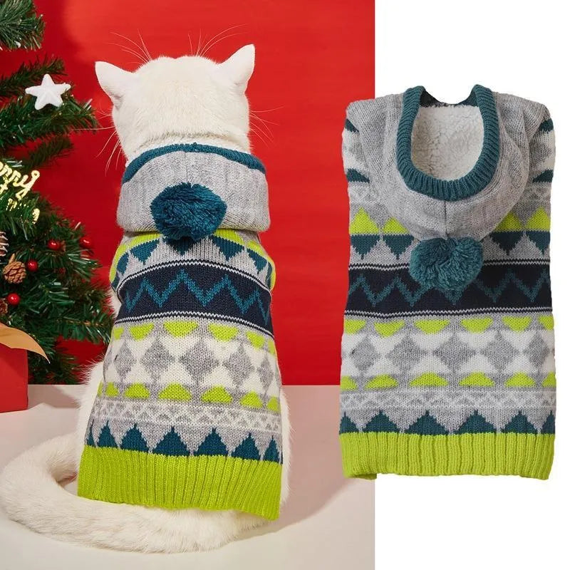 Classic diamond pattern pet sweater in acrylic knit fabric for dogs or cats