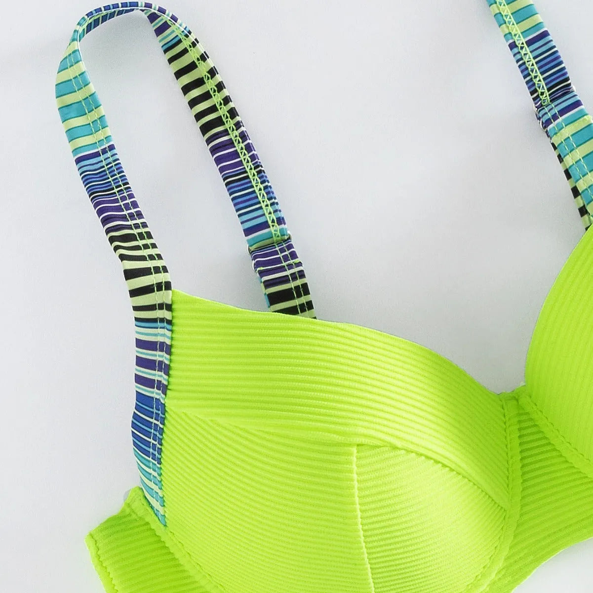 Green printed halter bikini with fashion split design for women