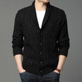 Korean-style men's jacquard patterned knitted cardigan in straight cut design for autumn winter wear