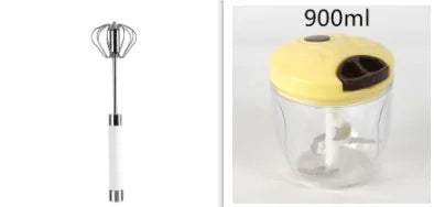 Semi-automatic stainless steel egg beater whisk with hand pressure rotating handle, 10 steel wires, silvery colour