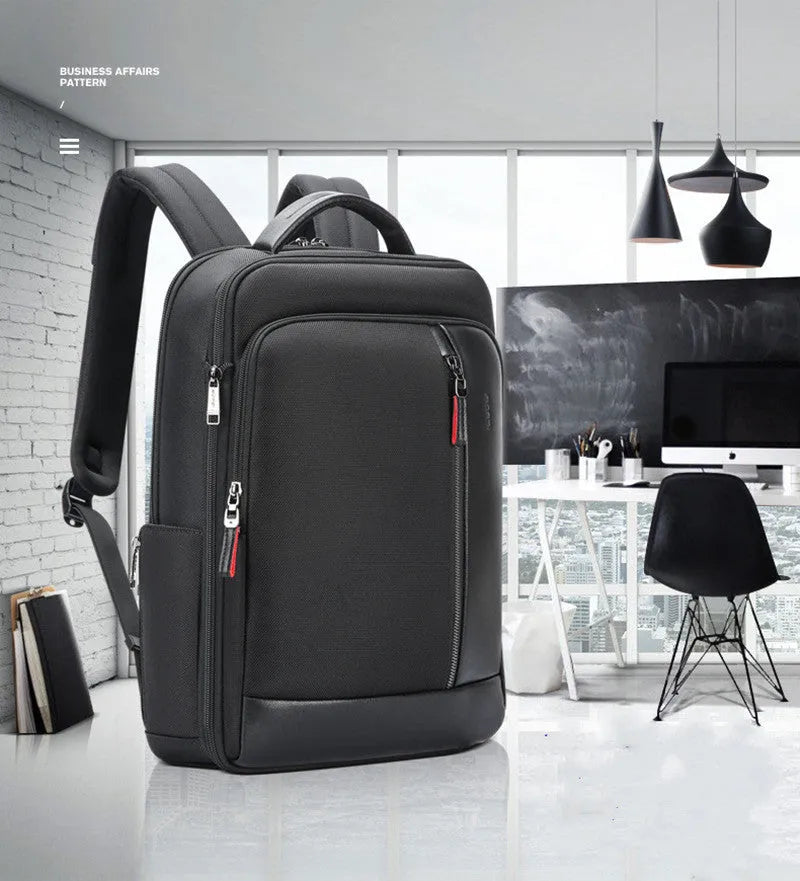Men's anti-theft business computer backpack Oxford cloth black vertical square shape
