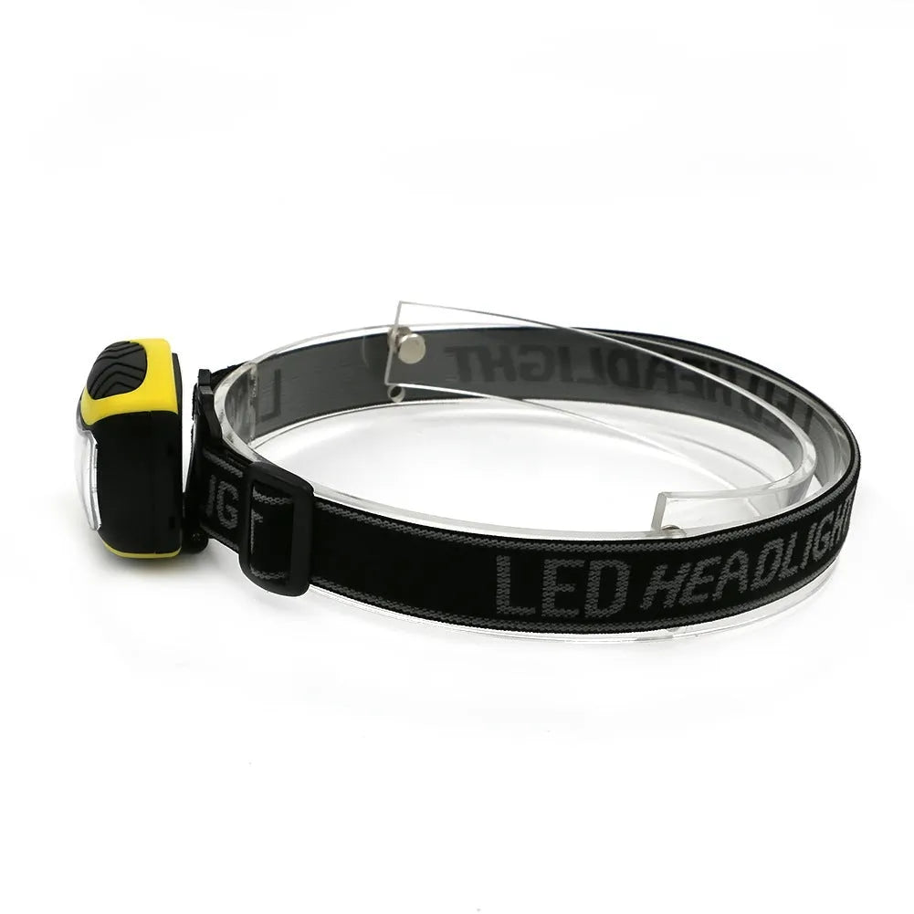 Yellow Major three-speed COB headlamp with adjustable headband for outdoor use.