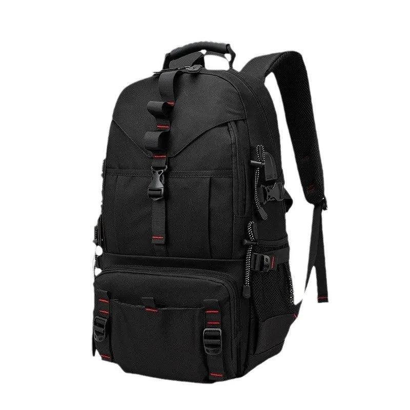 Men's large waterproof Oxford cloth hiking backpack in camouflage colour with chest bag.