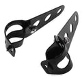 Black iron motorcycle headlamp bracket pair for retro bike modifications