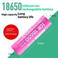 Pink 18650 lithium battery 3.7V 5200mAh pointed head for power torch