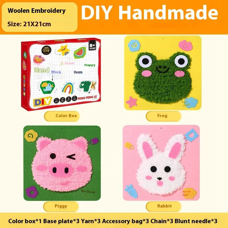 Children's Handmade Embroidery Painting DIY Material Package with embroidery enlightenment stamp and poke gift box options for elderly users