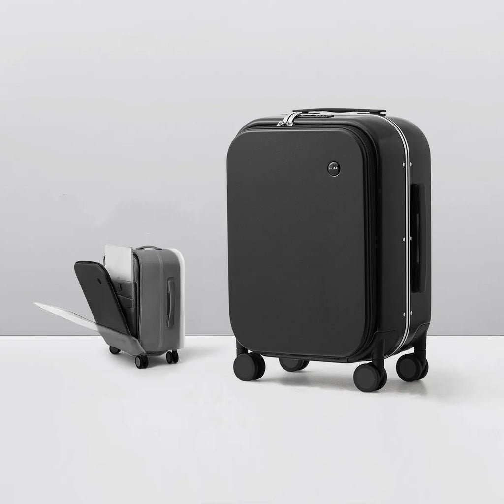 Front opening hard PC suitcase 20 inch with built-in lock and universal wheels in mineral ash frosted finish