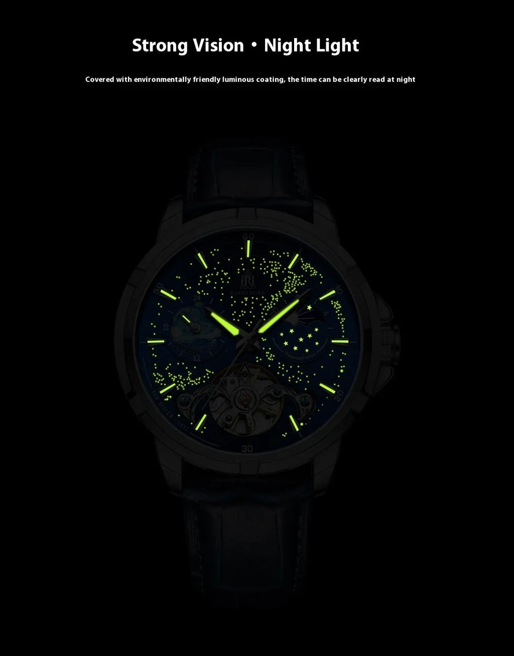 Men's blue automatic mechanical watch with 14mm thickness, model 885b.