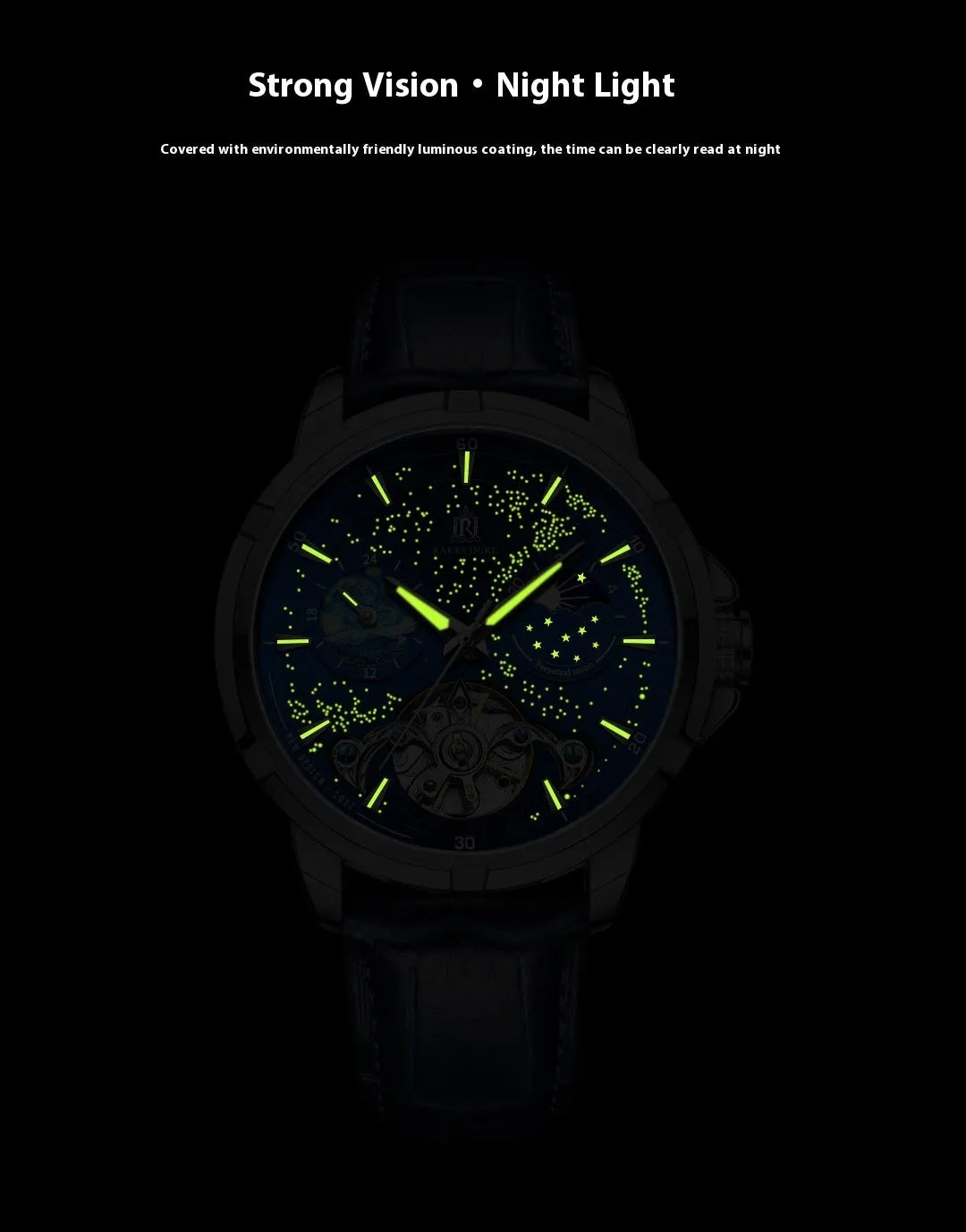 Men's blue automatic mechanical watch with 14mm thickness, model 885b.
