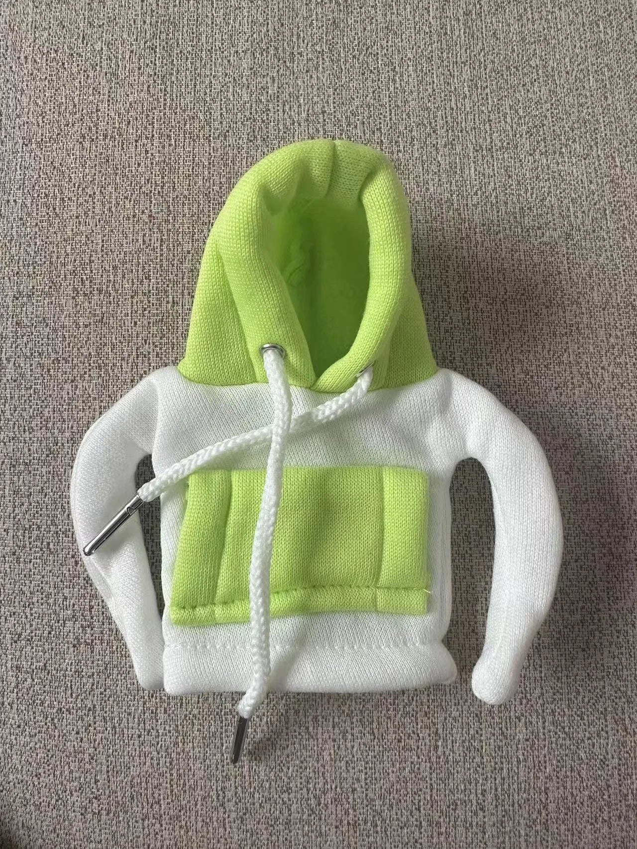Polyester car gear lever hooded cover in red and white colour scheme measuring 12x13cm