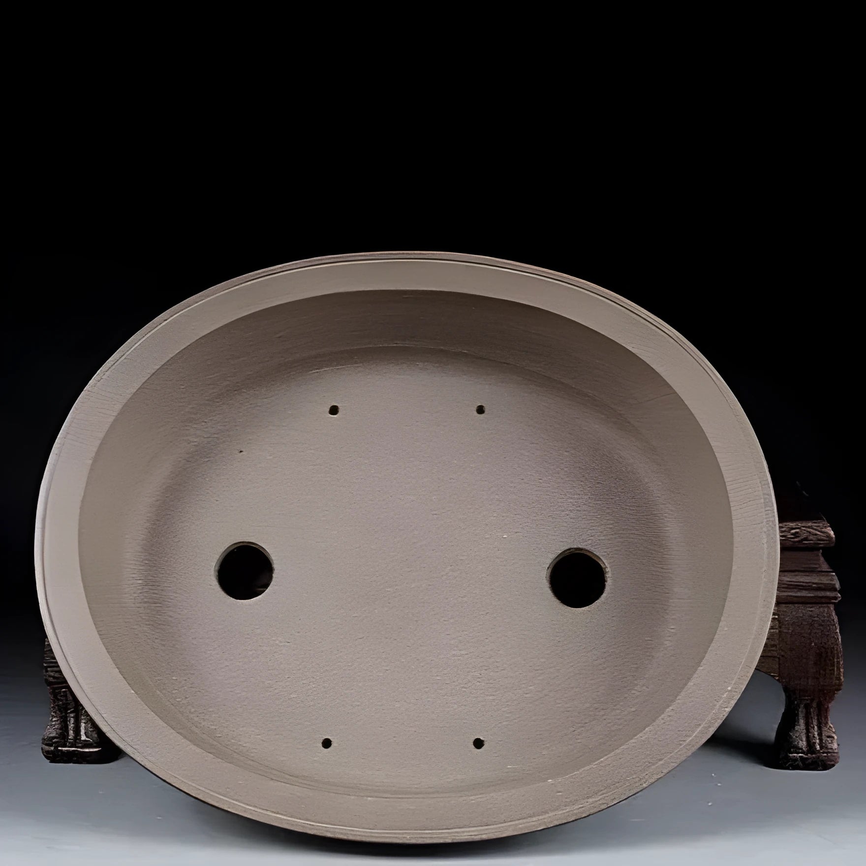 Handmade purple sand oval flower pot measuring 25cm x 21cm x 6.3cm for bonsai and succulent plants