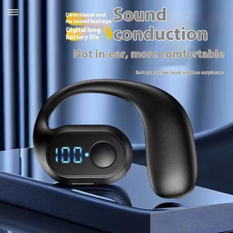Business wireless headset ear-mounted non in-ear with smart digital display in black