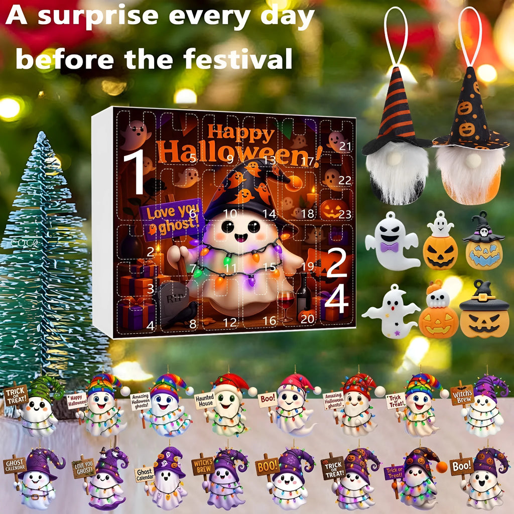 Ghost Pumpkin Doll blind box set with 16 pendants, 6 PVC figurines, 2 plush dolls in Halloween series niche style