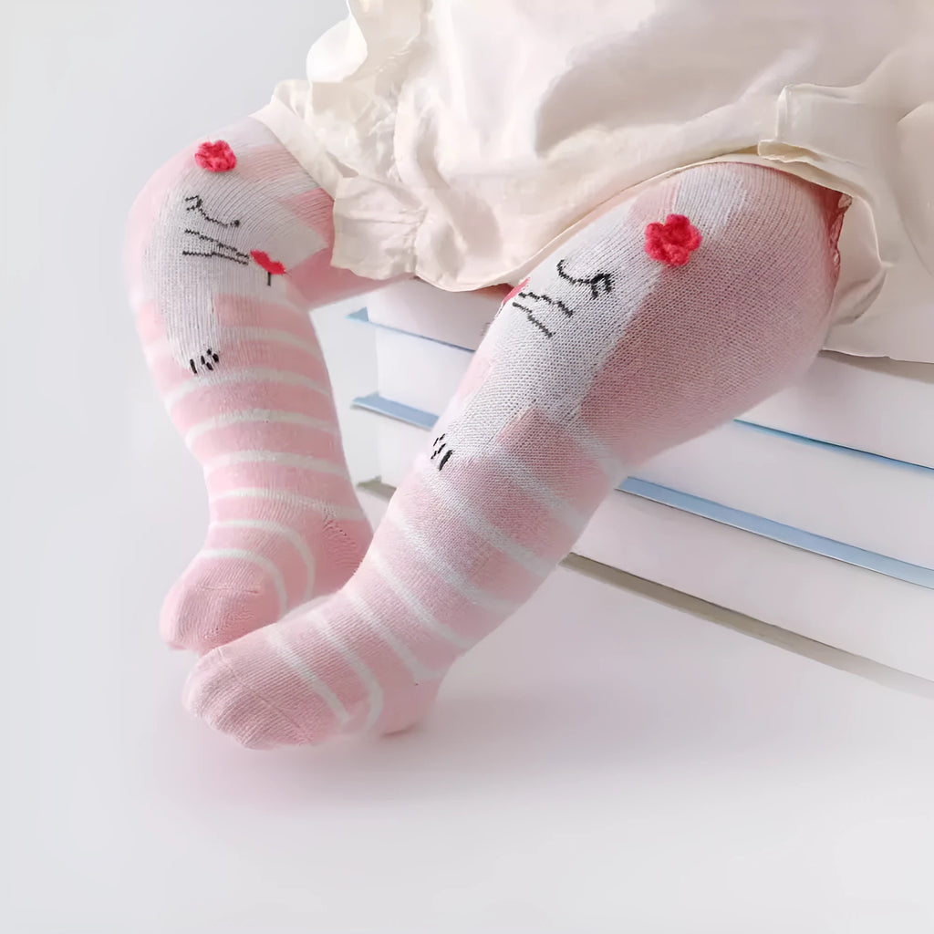 Combed cotton pantyhose leggings for baby, high-waist, four colour options, 0-12 months Asian sizing