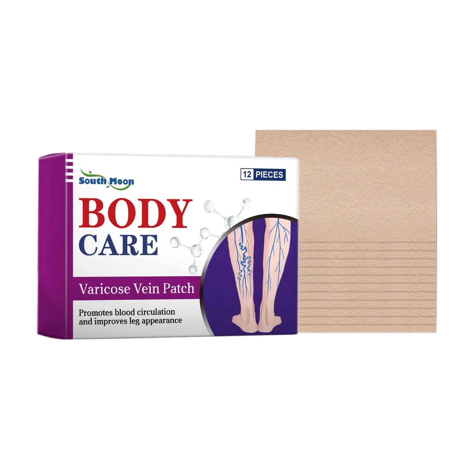 Leg care patch kit containing 12 pieces with plant ingredients for universal skin type application