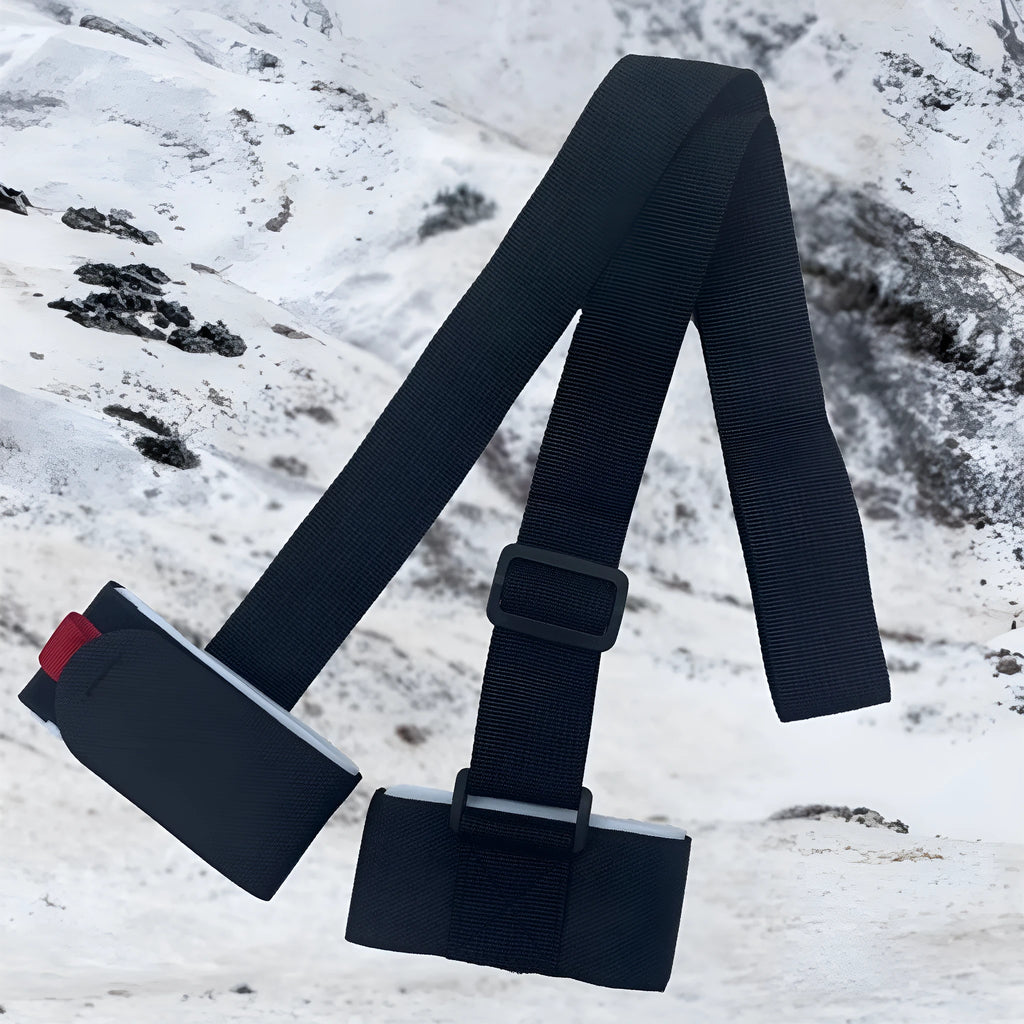 Adjustable shoulder strap for skiing bandages with hook and loop closure in multiple colour options