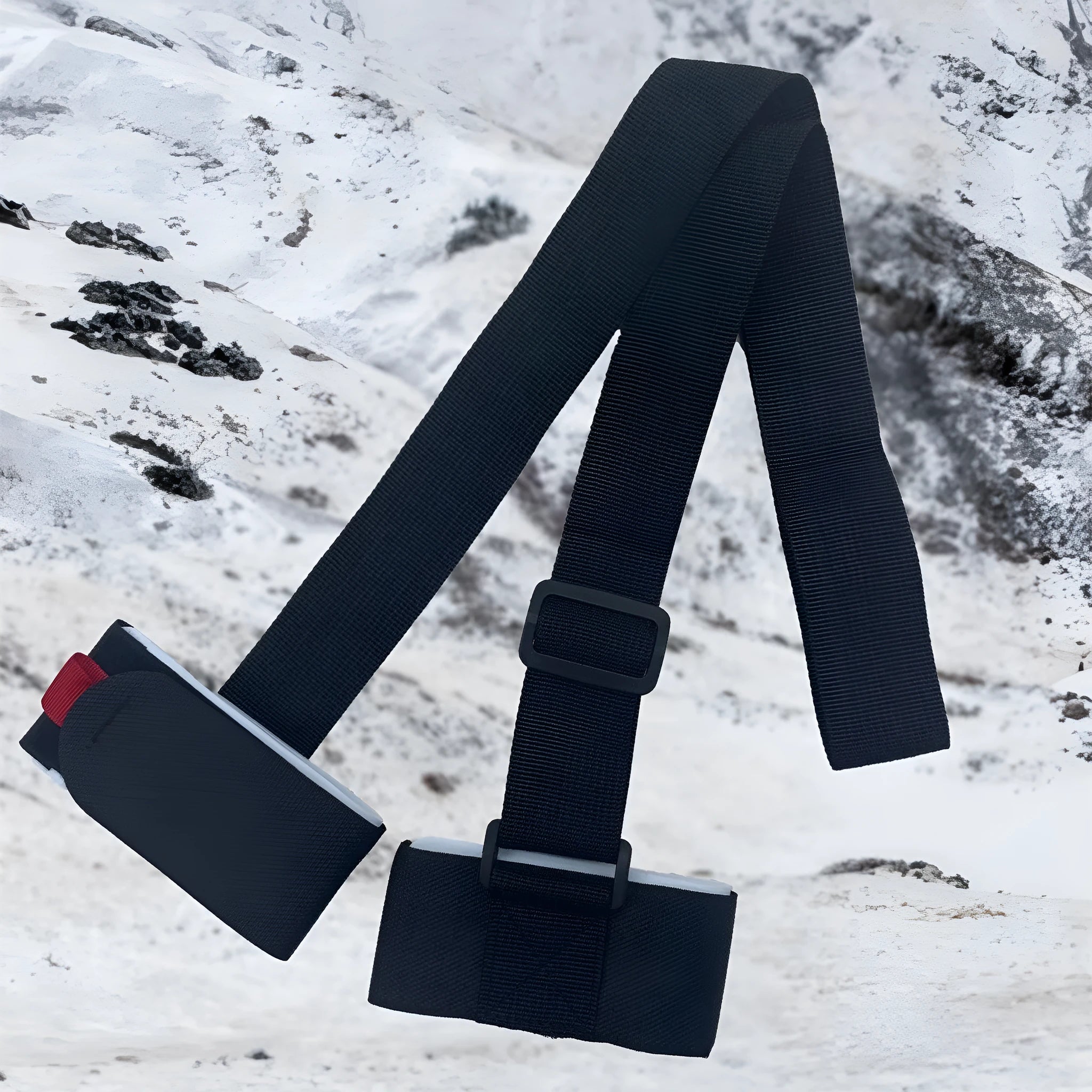 Adjustable shoulder strap for skiing bandages with hook and loop closure in multiple colour options