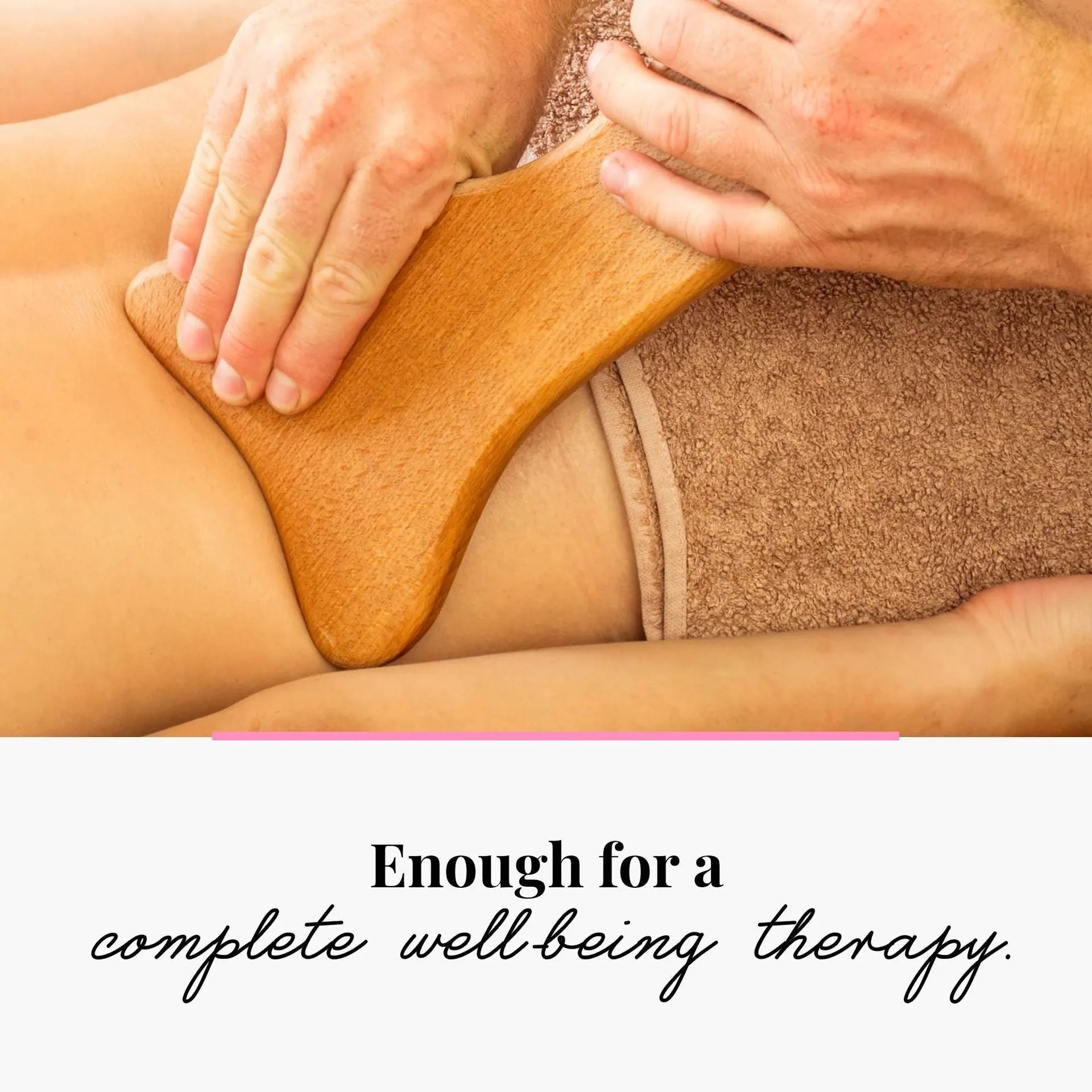 Beech wood massage roller kit showing T-shaped roller and assorted wheeled massagers on a table.