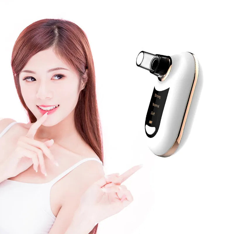Beauty salon equipment pore vacuum electric blackhead suction device with three gear strength settings in green, pink, red, and white ABS plating shell