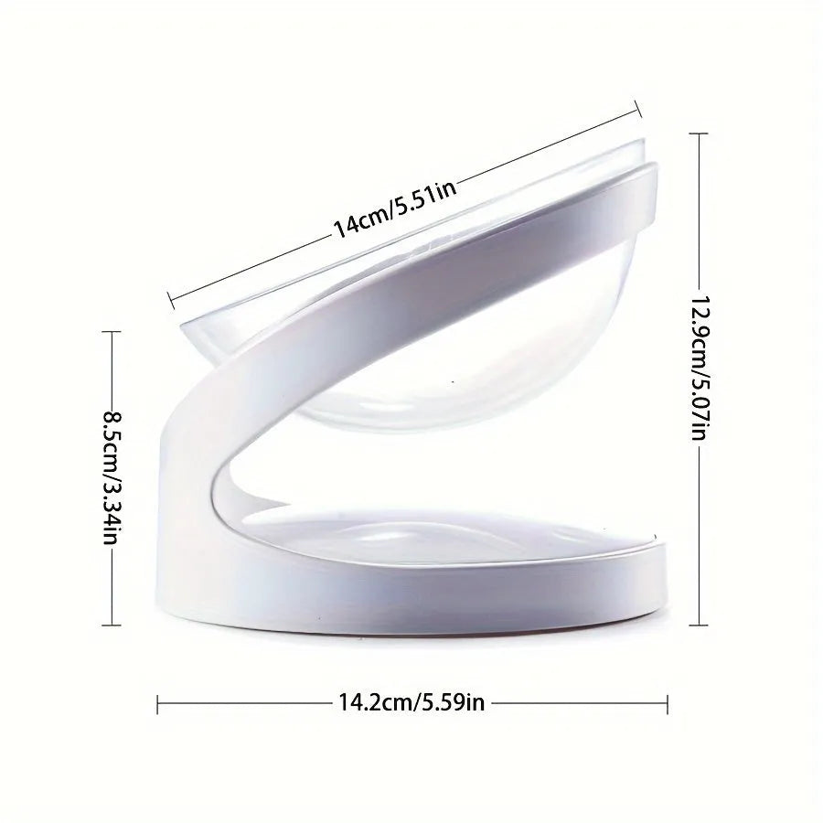 White elevated tilted cat food bowl for neck protection and anti-vomit feeding