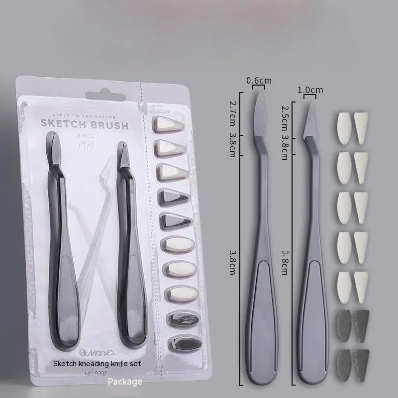 Plastic sketch rubbing knife art tool with smear tip for removing pencil marks