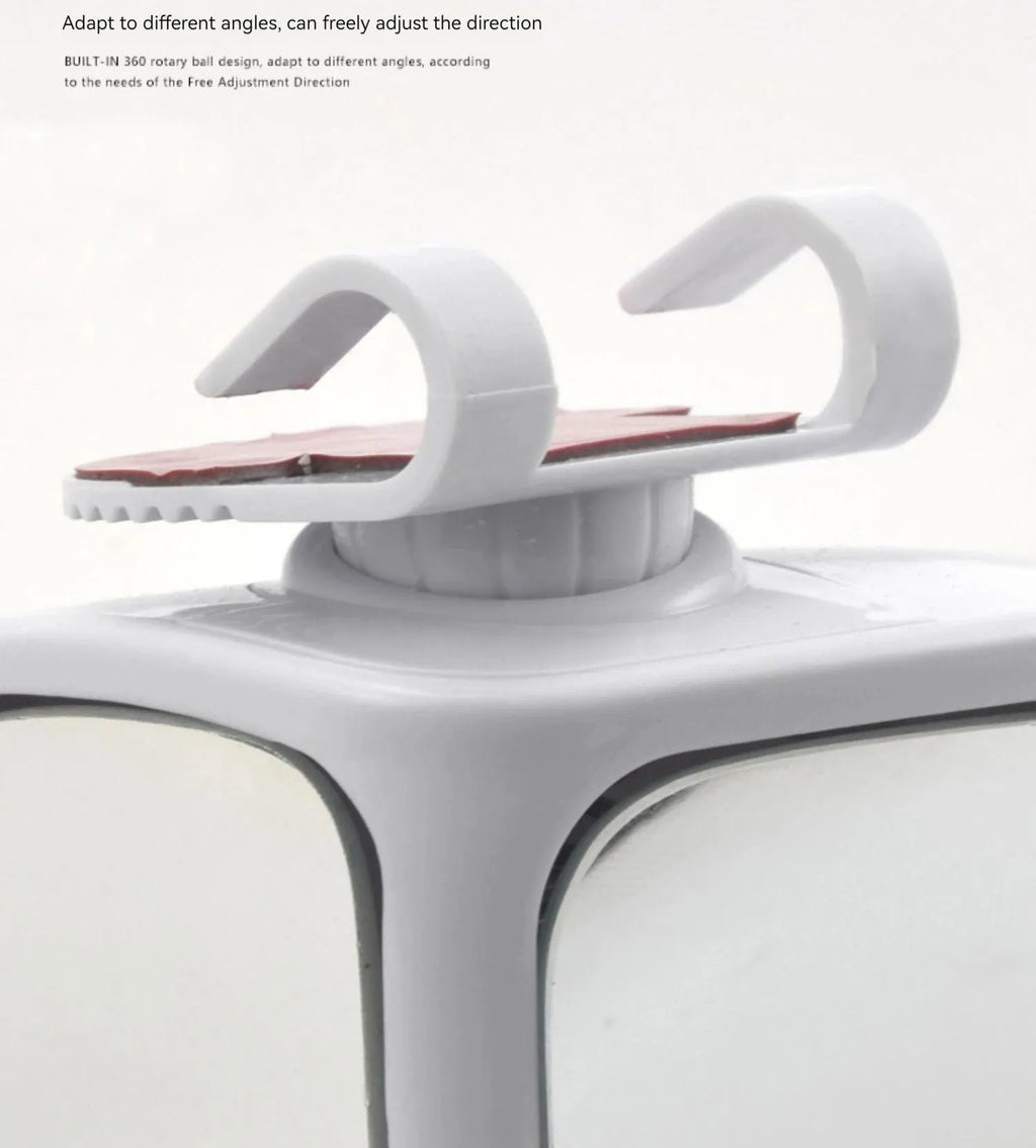 Small round adjustable car reversing mirror with adhesive back, shown in various colours.