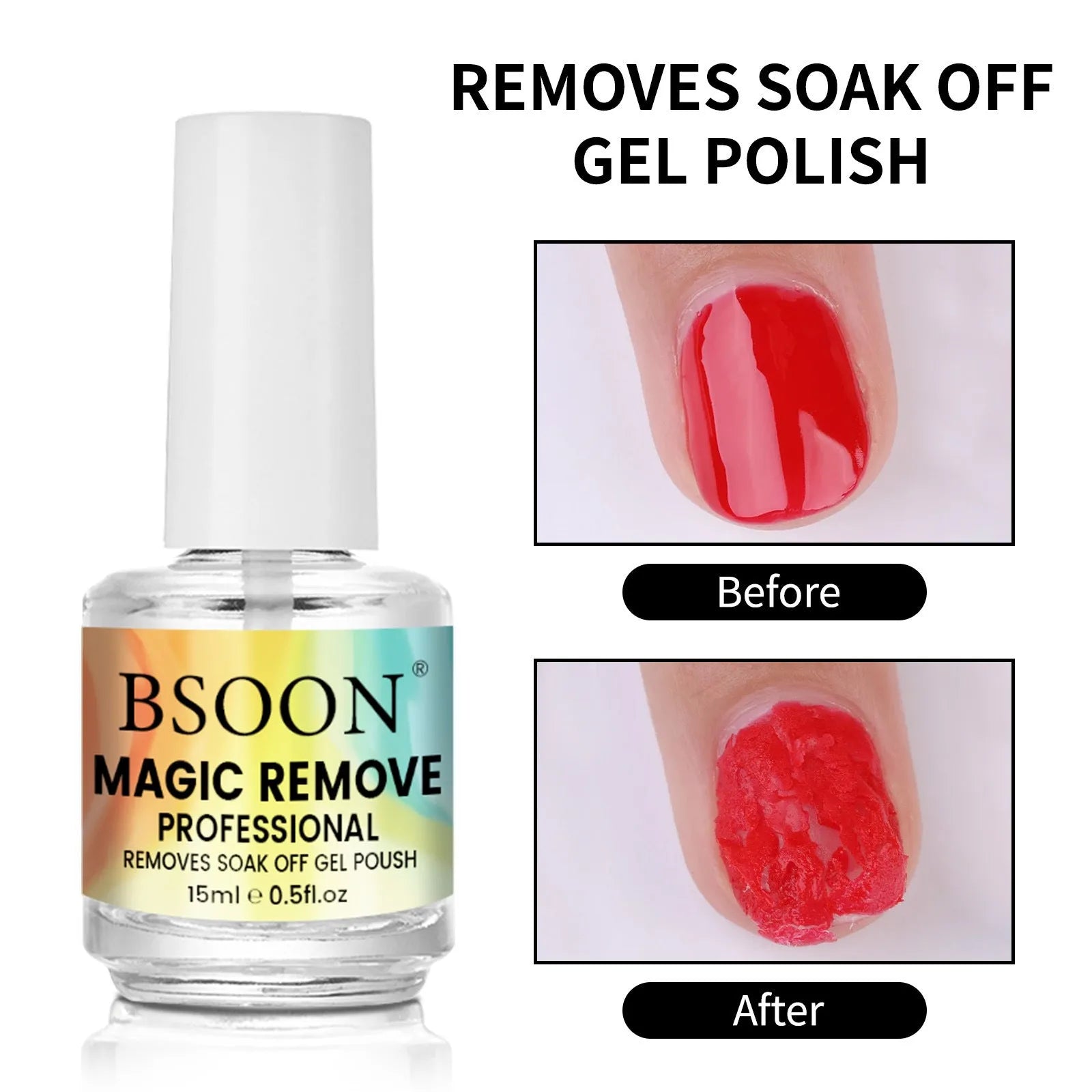 Nail dispergator 15ml bottle with cotton cloth for removing fake nails and nail polish glue