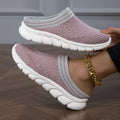 Women's Flyknit semi slippers in black with height-increasing sole and hollowed-out design