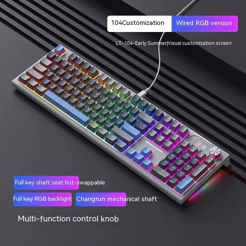 Wireless mechanical keyboard with RGB backlighting showing Sea and Air Shaft Pro colourway on desk