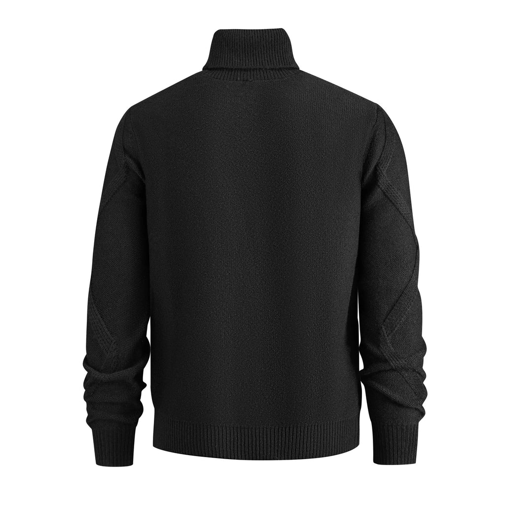 Men's slim-fit thickened turtleneck sweater in beige, 100% polyester pullover
