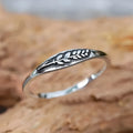 Copper wheat relief simple design single ring for women, antique silver electroplated finish, flower shape