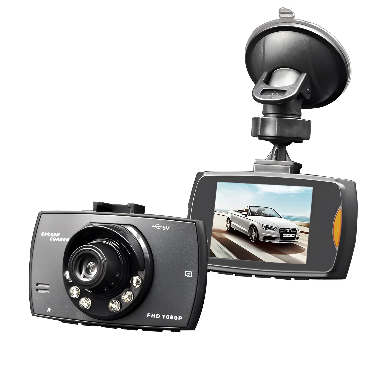 Car DVR dual camera system with front and rear recording and reversing display