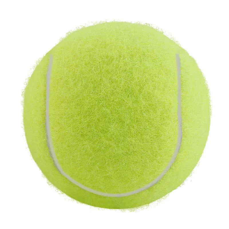 Rubber dog tennis ball toy in five colours: blue, green, pink, orange, and red