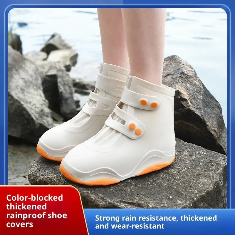 Men's and women's silicone waterproof shoe cover in black with non-slip sole, size M to XXL