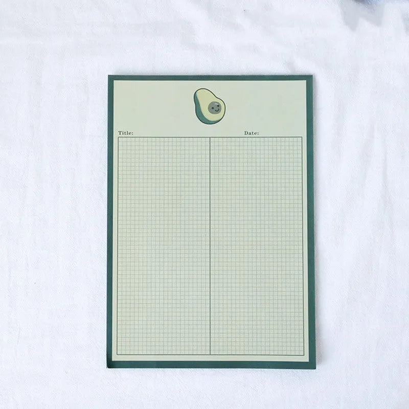 Avocado bear cartoon sticky note book with 30 pages in small or large size options