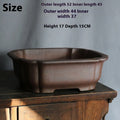 Purple sand rectangular bonsai flower pot with modern geometric design on floor surface