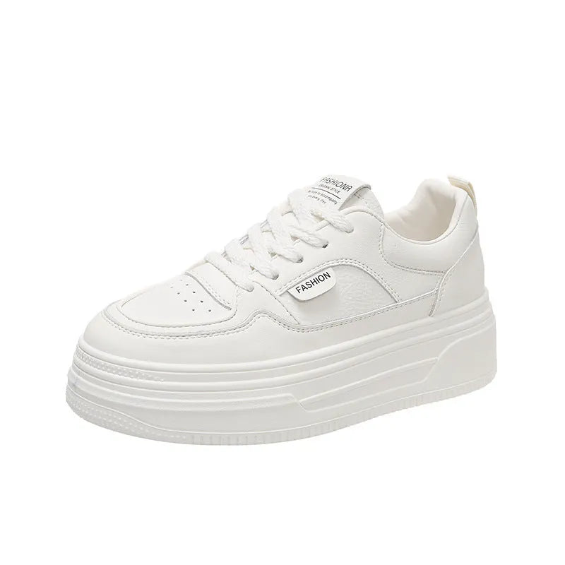 Platform thick sole casual sports skate shoes, cross shoulder straps, black and khaki, low top, round head, rubber sole