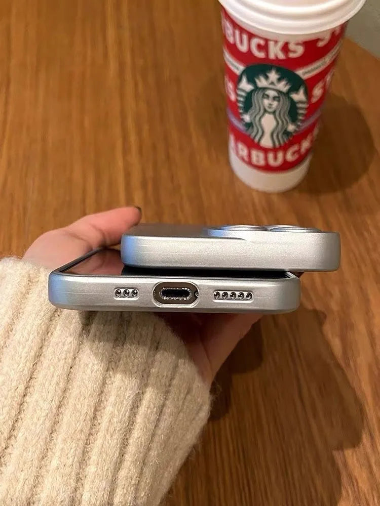 Electroplated silver liquid silicone phone case for iPhone, drop prevention, silver colour