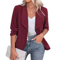 Slim-fit polyester cardigan suit jacket in black, white and wine red colours with regular long sleeves