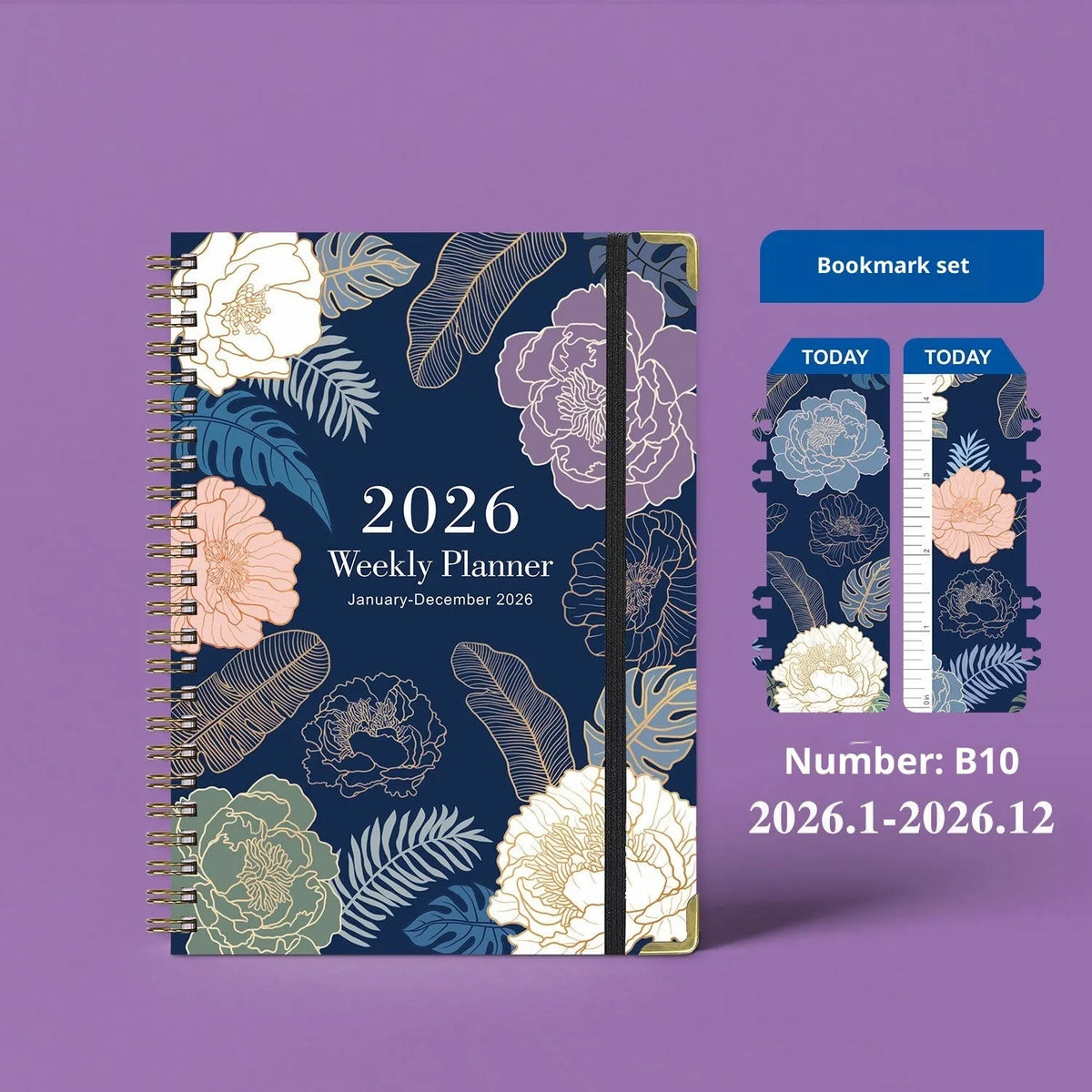 2026 English A5 coil diary notebook with paper cover in colour options B08 to B15