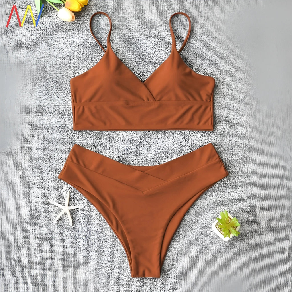 Women's two piece swimwear set in polypropylene fibre, available in twelve colours and sizes S to XL, shown as a bikini.
