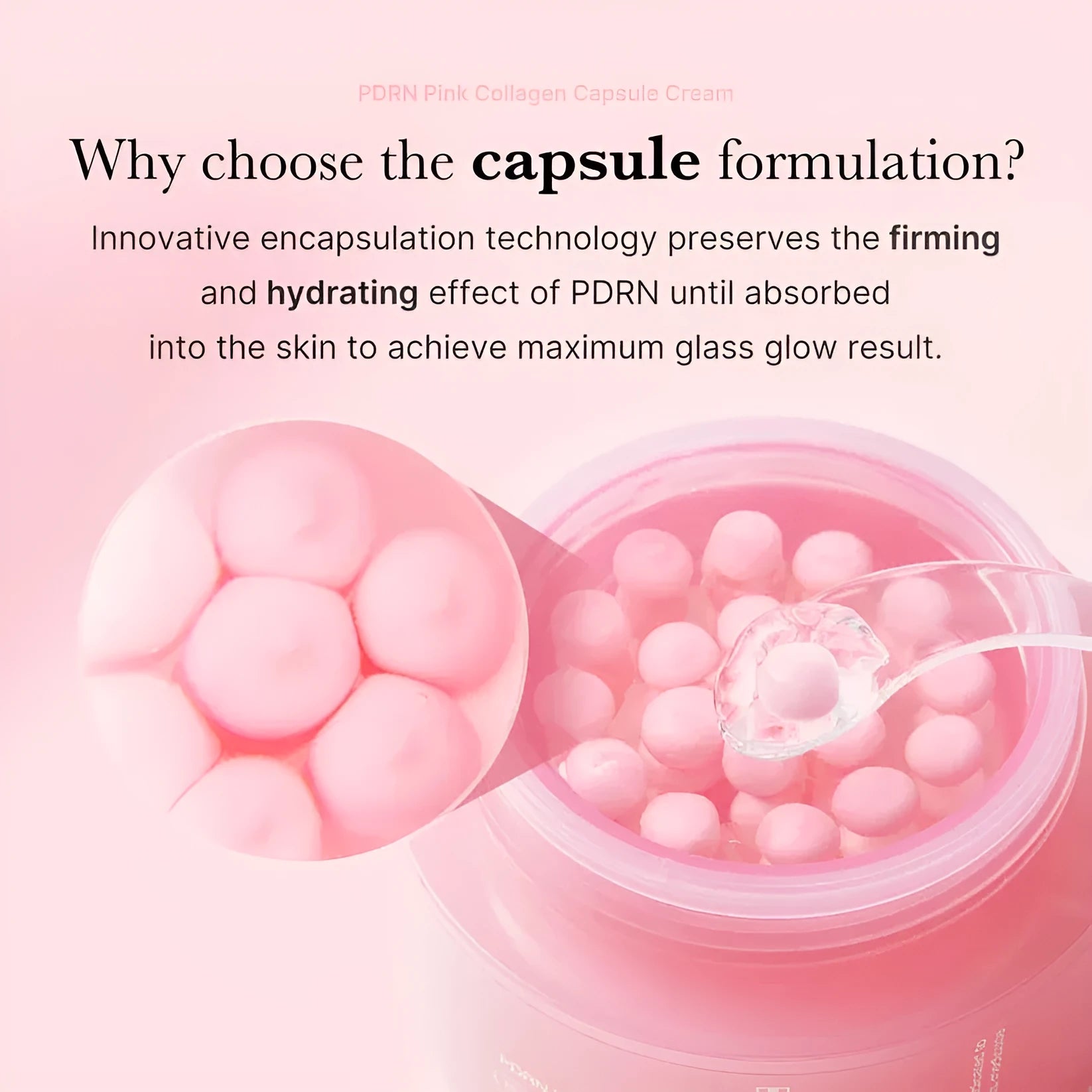 Pink collagen capsule cream moisturising nourishing face cream universal skin type fish roe cream style