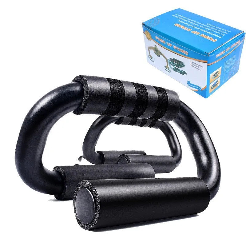 Black S shape push-up bracket rack measuring 20x12x13cm on a flat surface for home exercise