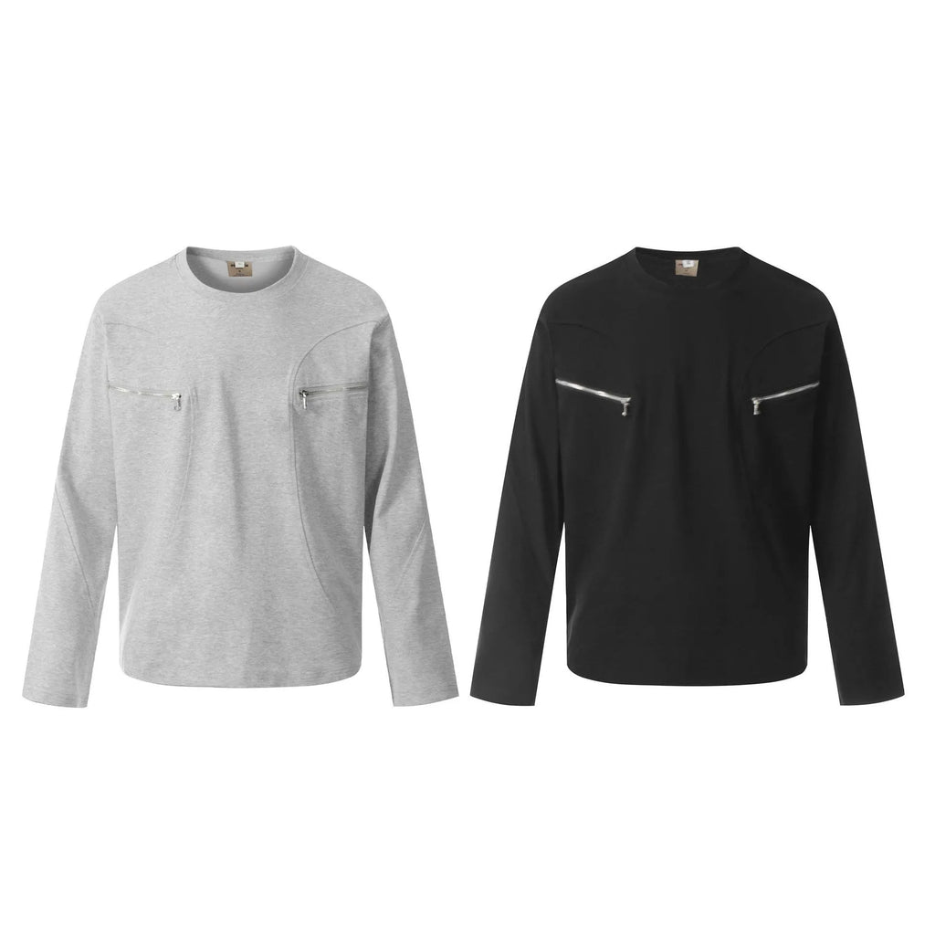 Man wearing a loose-fit black cotton pullover sweatshirt with long sleeves in a retro style.