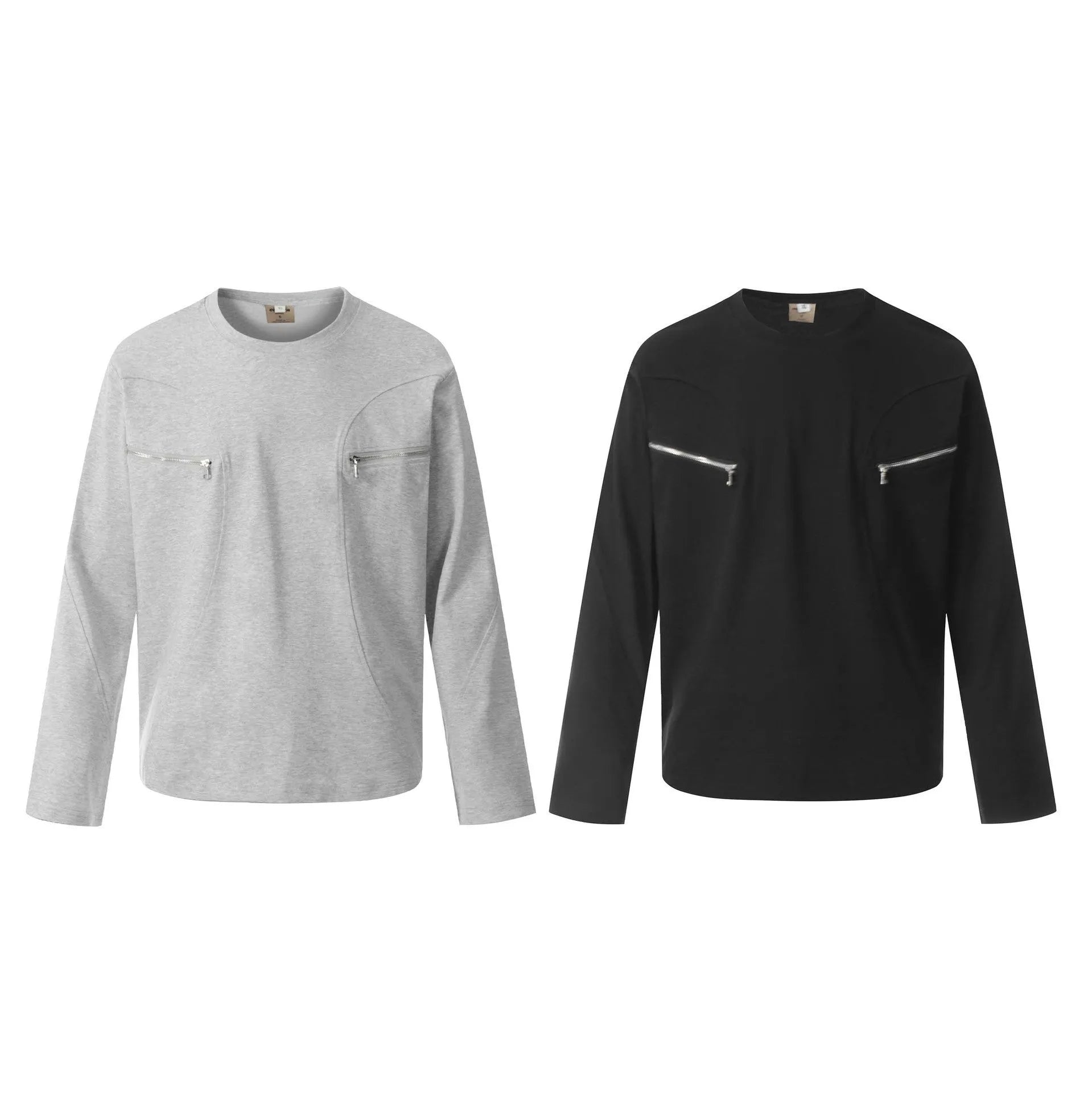 Man wearing a loose-fit black cotton pullover sweatshirt with long sleeves in a retro style.