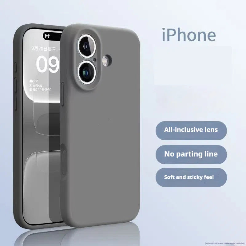Simple solid color liquid silicone phone case for Apple 17 series with shockproof function and matte finish